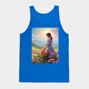 Girl with a basket of flowers Tank Top